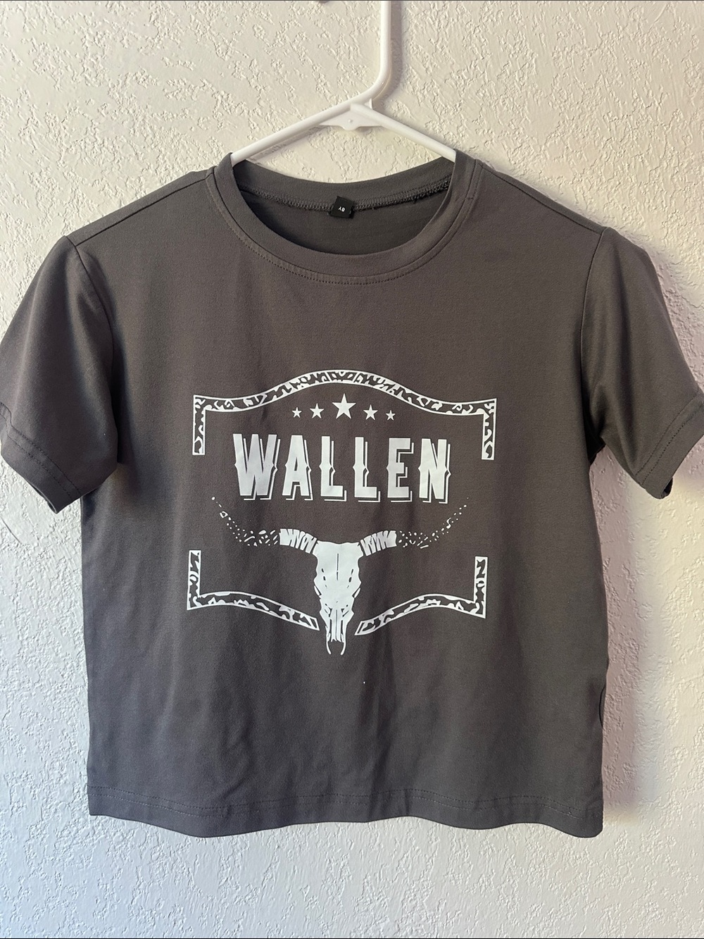 SHEIN Charcoal Graphic Short Sleeve Tee with Bull Skull